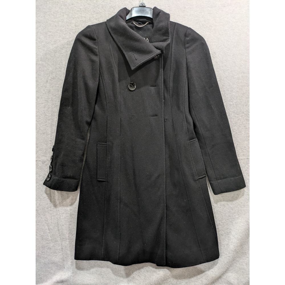 GUESS Wool Blend Coat Women's Small Black Button Front‎ Long Sleeves